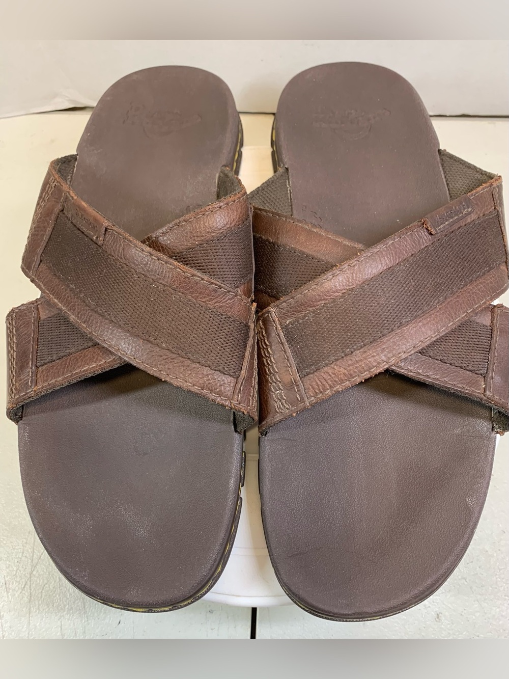 Dr. Marten Men’s Athens Brown Leather Sz 14 Slide On Sandals.             3347